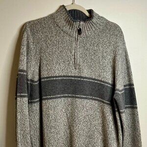 Gianetti Mens Gray Knit 1/4 Zip Wool Knit Sweater Size L